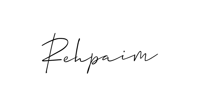 How to make Rehpaim name signature. Use Allison_Script style for creating short signs online. This is the latest handwritten sign. Rehpaim signature style 2 images and pictures png