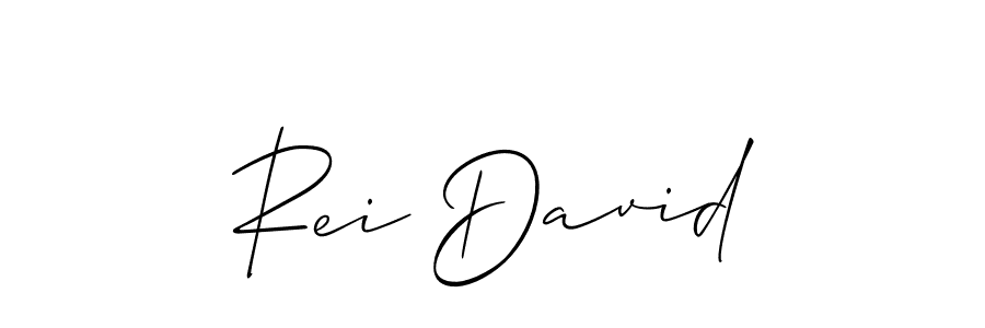 The best way (Allison_Script) to make a short signature is to pick only two or three words in your name. The name Rei David include a total of six letters. For converting this name. Rei David signature style 2 images and pictures png