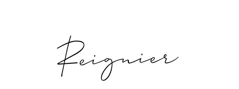 Use a signature maker to create a handwritten signature online. With this signature software, you can design (Allison_Script) your own signature for name Reignier. Reignier signature style 2 images and pictures png