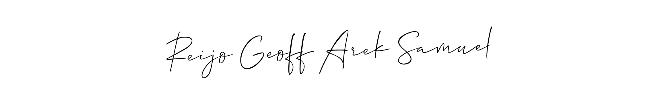 You can use this online signature creator to create a handwritten signature for the name Reijo Geoff Arek Samuel. This is the best online autograph maker. Reijo Geoff Arek Samuel signature style 2 images and pictures png