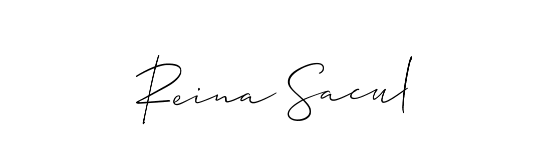 Design your own signature with our free online signature maker. With this signature software, you can create a handwritten (Allison_Script) signature for name Reina Sacul. Reina Sacul signature style 2 images and pictures png