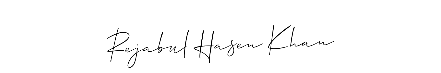Similarly Allison_Script is the best handwritten signature design. Signature creator online .You can use it as an online autograph creator for name Rejabul Hasen Khan. Rejabul Hasen Khan signature style 2 images and pictures png