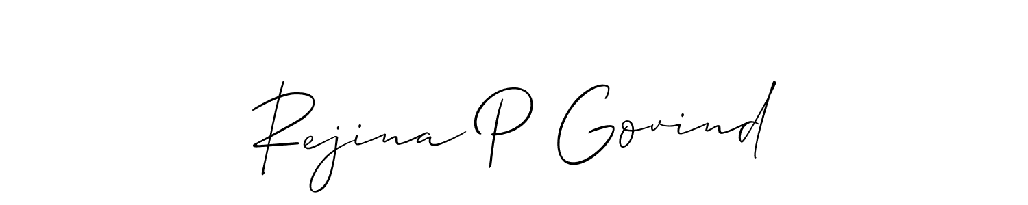 Also You can easily find your signature by using the search form. We will create Rejina P Govind name handwritten signature images for you free of cost using Allison_Script sign style. Rejina P Govind signature style 2 images and pictures png