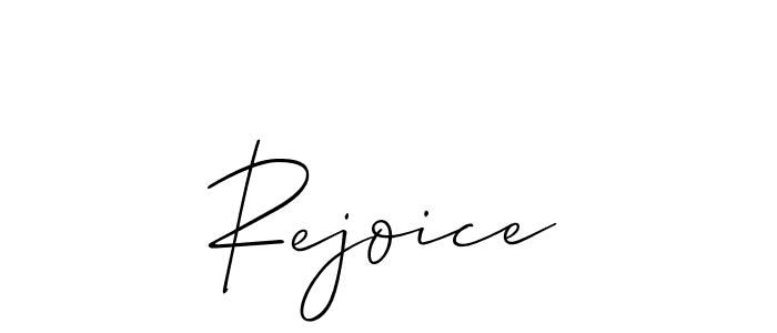 How to make Rejoice name signature. Use Allison_Script style for creating short signs online. This is the latest handwritten sign. Rejoice signature style 2 images and pictures png
