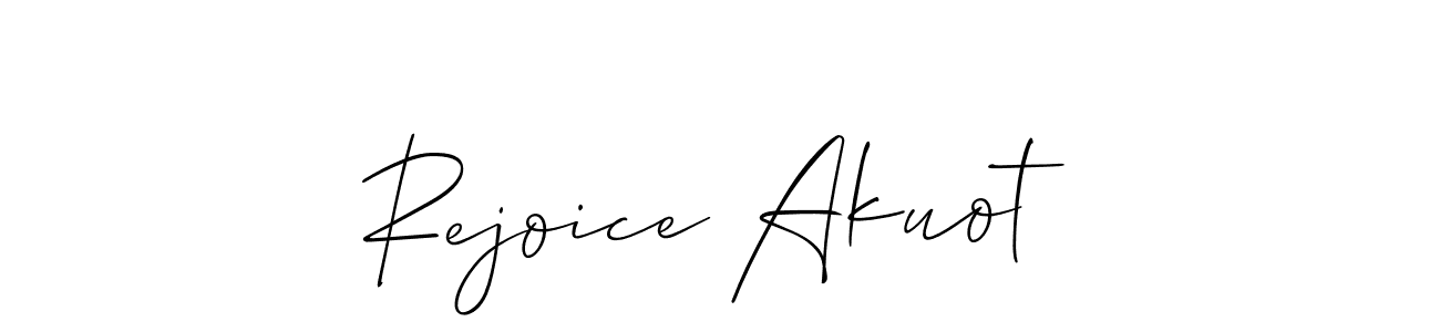 Make a short Rejoice Akuot signature style. Manage your documents anywhere anytime using Allison_Script. Create and add eSignatures, submit forms, share and send files easily. Rejoice Akuot signature style 2 images and pictures png