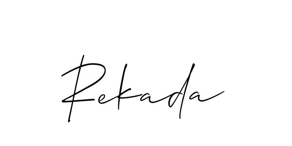 The best way (Allison_Script) to make a short signature is to pick only two or three words in your name. The name Rekada include a total of six letters. For converting this name. Rekada signature style 2 images and pictures png