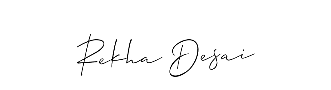 How to make Rekha Desai name signature. Use Allison_Script style for creating short signs online. This is the latest handwritten sign. Rekha Desai signature style 2 images and pictures png