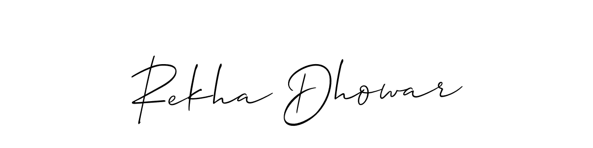 Make a beautiful signature design for name Rekha Dhowar. With this signature (Allison_Script) style, you can create a handwritten signature for free. Rekha Dhowar signature style 2 images and pictures png