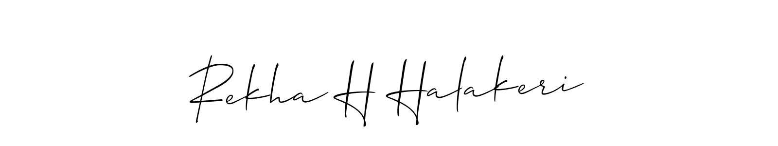 The best way (Allison_Script) to make a short signature is to pick only two or three words in your name. The name Rekha H Halakeri include a total of six letters. For converting this name. Rekha H Halakeri signature style 2 images and pictures png