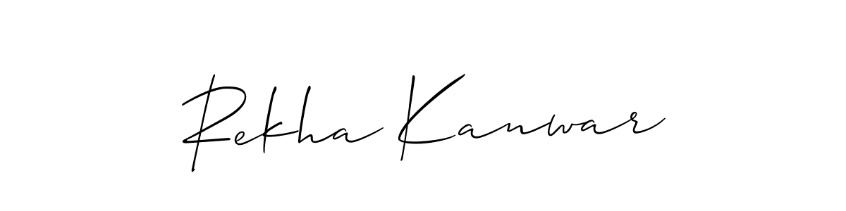 Also You can easily find your signature by using the search form. We will create Rekha Kanwar name handwritten signature images for you free of cost using Allison_Script sign style. Rekha Kanwar signature style 2 images and pictures png