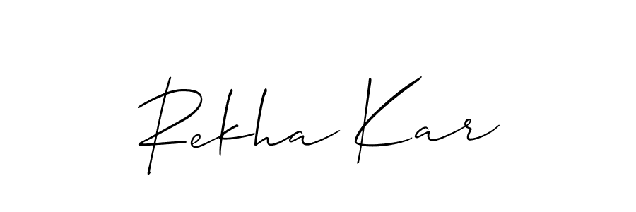 Also we have Rekha Kar name is the best signature style. Create professional handwritten signature collection using Allison_Script autograph style. Rekha Kar signature style 2 images and pictures png