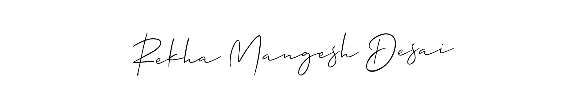 Also we have Rekha Mangesh Desai name is the best signature style. Create professional handwritten signature collection using Allison_Script autograph style. Rekha Mangesh Desai signature style 2 images and pictures png