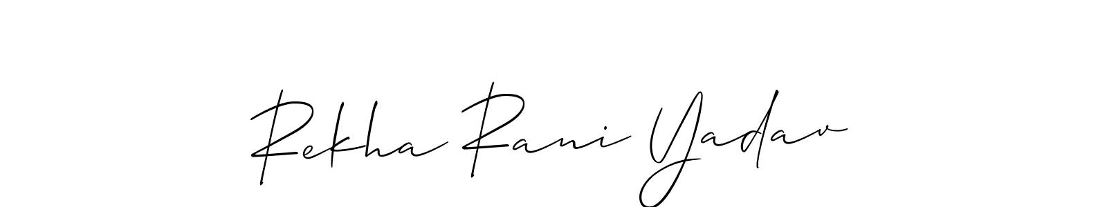 It looks lik you need a new signature style for name Rekha Rani Yadav. Design unique handwritten (Allison_Script) signature with our free signature maker in just a few clicks. Rekha Rani Yadav signature style 2 images and pictures png