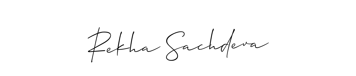Also You can easily find your signature by using the search form. We will create Rekha Sachdeva name handwritten signature images for you free of cost using Allison_Script sign style. Rekha Sachdeva signature style 2 images and pictures png