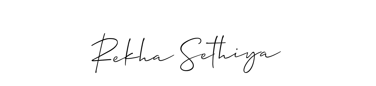 How to make Rekha Sethiya name signature. Use Allison_Script style for creating short signs online. This is the latest handwritten sign. Rekha Sethiya signature style 2 images and pictures png