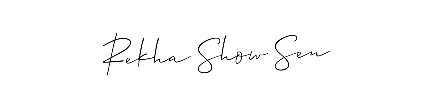 Also You can easily find your signature by using the search form. We will create Rekha Show Sen name handwritten signature images for you free of cost using Allison_Script sign style. Rekha Show Sen signature style 2 images and pictures png