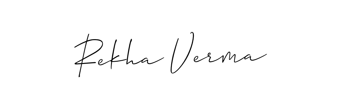 if you are searching for the best signature style for your name Rekha Verma. so please give up your signature search. here we have designed multiple signature styles  using Allison_Script. Rekha Verma signature style 2 images and pictures png