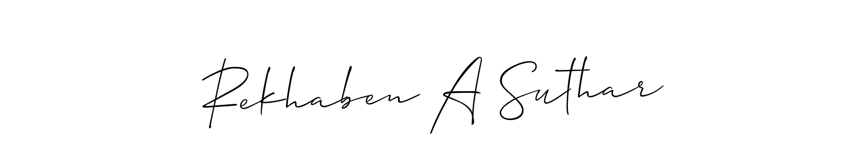 Also we have Rekhaben A Suthar name is the best signature style. Create professional handwritten signature collection using Allison_Script autograph style. Rekhaben A Suthar signature style 2 images and pictures png