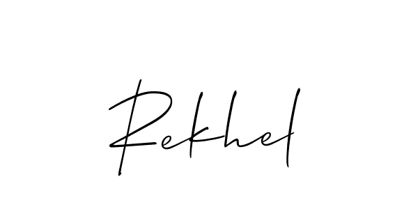 Also we have Rekhel name is the best signature style. Create professional handwritten signature collection using Allison_Script autograph style. Rekhel signature style 2 images and pictures png