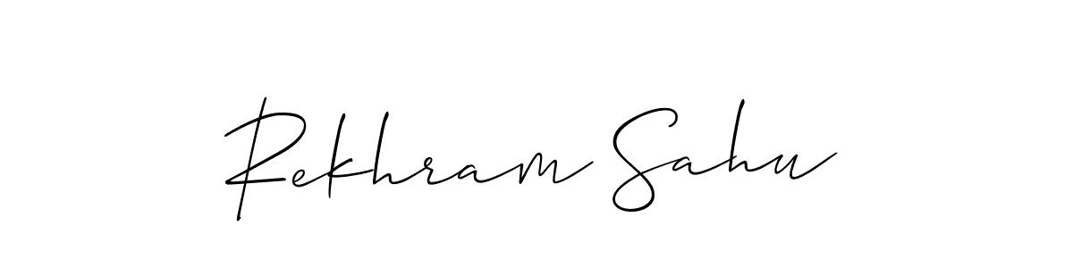 Allison_Script is a professional signature style that is perfect for those who want to add a touch of class to their signature. It is also a great choice for those who want to make their signature more unique. Get Rekhram Sahu name to fancy signature for free. Rekhram Sahu signature style 2 images and pictures png