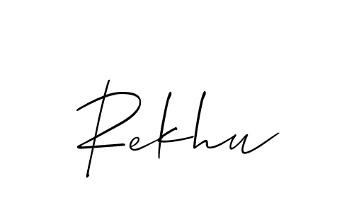 Use a signature maker to create a handwritten signature online. With this signature software, you can design (Allison_Script) your own signature for name Rekhu. Rekhu signature style 2 images and pictures png