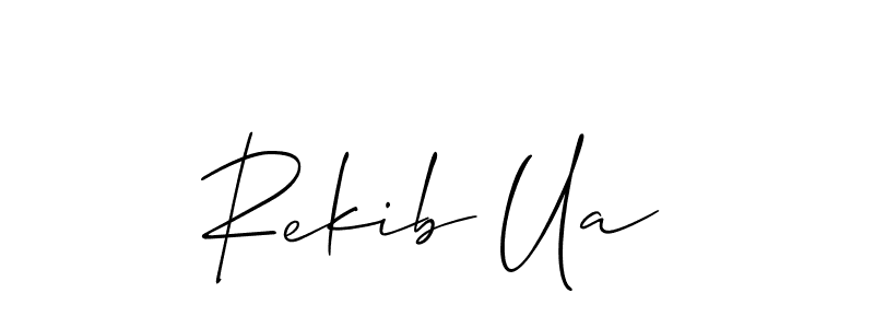 if you are searching for the best signature style for your name Rekib Ua. so please give up your signature search. here we have designed multiple signature styles  using Allison_Script. Rekib Ua signature style 2 images and pictures png