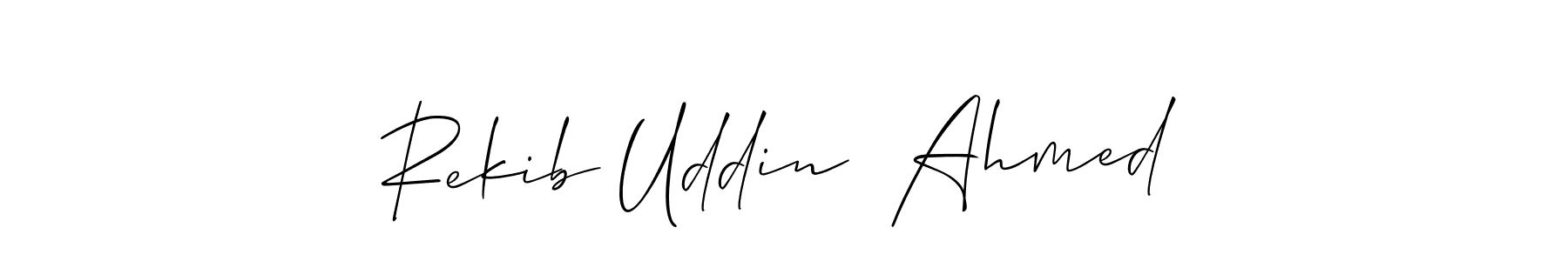 Create a beautiful signature design for name Rekib Uddin  Ahmed. With this signature (Allison_Script) fonts, you can make a handwritten signature for free. Rekib Uddin  Ahmed signature style 2 images and pictures png