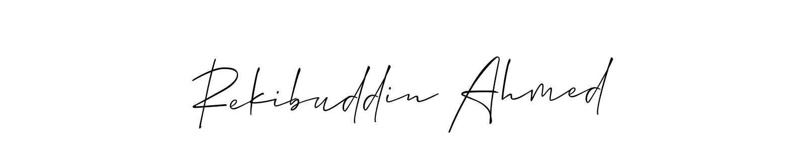 Create a beautiful signature design for name Rekibuddin Ahmed. With this signature (Allison_Script) fonts, you can make a handwritten signature for free. Rekibuddin Ahmed signature style 2 images and pictures png