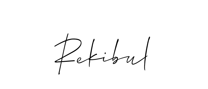 It looks lik you need a new signature style for name Rekibul. Design unique handwritten (Allison_Script) signature with our free signature maker in just a few clicks. Rekibul signature style 2 images and pictures png