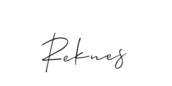 Create a beautiful signature design for name Reknes. With this signature (Allison_Script) fonts, you can make a handwritten signature for free. Reknes signature style 2 images and pictures png