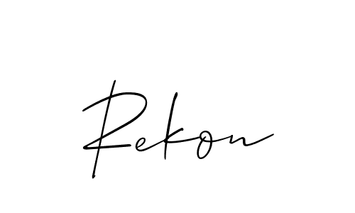 Rekon stylish signature style. Best Handwritten Sign (Allison_Script) for my name. Handwritten Signature Collection Ideas for my name Rekon. Rekon signature style 2 images and pictures png