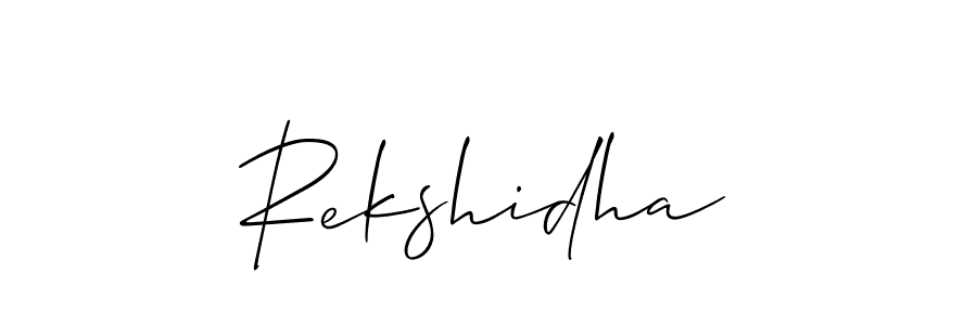 Create a beautiful signature design for name Rekshidha. With this signature (Allison_Script) fonts, you can make a handwritten signature for free. Rekshidha signature style 2 images and pictures png