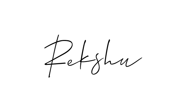 Use a signature maker to create a handwritten signature online. With this signature software, you can design (Allison_Script) your own signature for name Rekshu. Rekshu signature style 2 images and pictures png