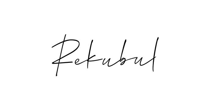 Allison_Script is a professional signature style that is perfect for those who want to add a touch of class to their signature. It is also a great choice for those who want to make their signature more unique. Get Rekubul name to fancy signature for free. Rekubul signature style 2 images and pictures png