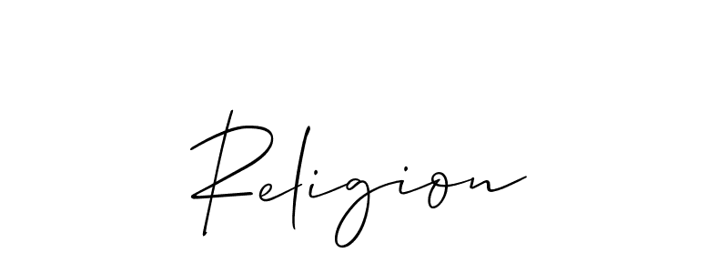 Design your own signature with our free online signature maker. With this signature software, you can create a handwritten (Allison_Script) signature for name Religion. Religion signature style 2 images and pictures png
