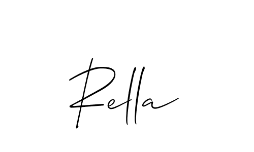 The best way (Allison_Script) to make a short signature is to pick only two or three words in your name. The name Rella include a total of six letters. For converting this name. Rella signature style 2 images and pictures png