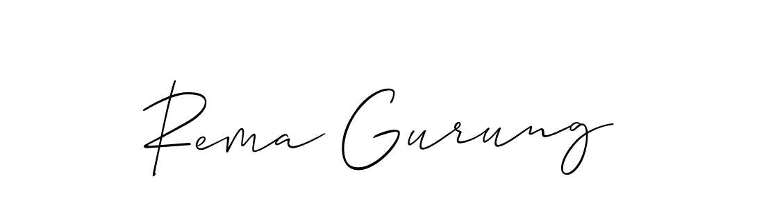 How to make Rema Gurung name signature. Use Allison_Script style for creating short signs online. This is the latest handwritten sign. Rema Gurung signature style 2 images and pictures png