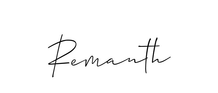 You can use this online signature creator to create a handwritten signature for the name Remanth. This is the best online autograph maker. Remanth signature style 2 images and pictures png