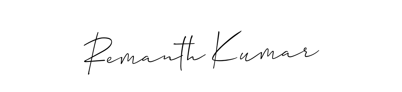 It looks lik you need a new signature style for name Remanth Kumar. Design unique handwritten (Allison_Script) signature with our free signature maker in just a few clicks. Remanth Kumar signature style 2 images and pictures png
