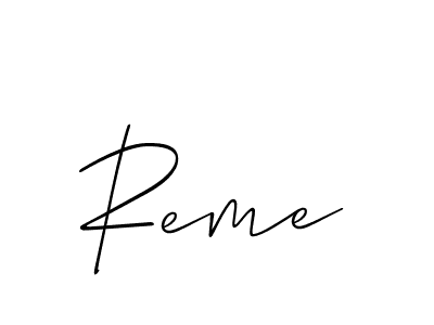 Use a signature maker to create a handwritten signature online. With this signature software, you can design (Allison_Script) your own signature for name Reme. Reme signature style 2 images and pictures png