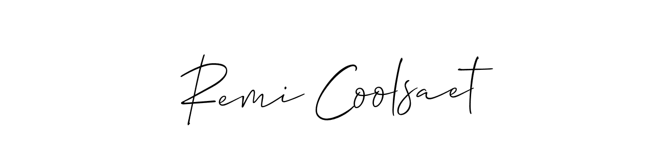You should practise on your own different ways (Allison_Script) to write your name (Remi Coolsaet) in signature. don't let someone else do it for you. Remi Coolsaet signature style 2 images and pictures png