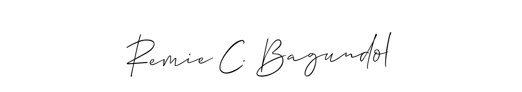 Similarly Allison_Script is the best handwritten signature design. Signature creator online .You can use it as an online autograph creator for name Remie C. Bagundol. Remie C. Bagundol signature style 2 images and pictures png