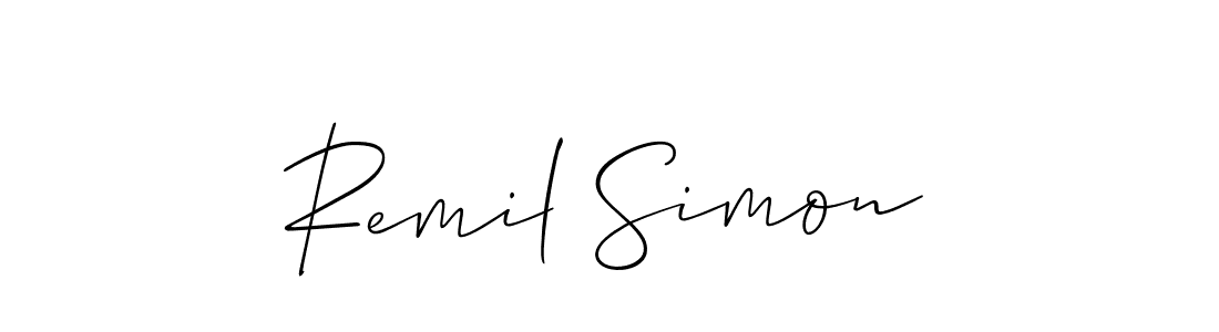 Create a beautiful signature design for name Remil Simon. With this signature (Allison_Script) fonts, you can make a handwritten signature for free. Remil Simon signature style 2 images and pictures png