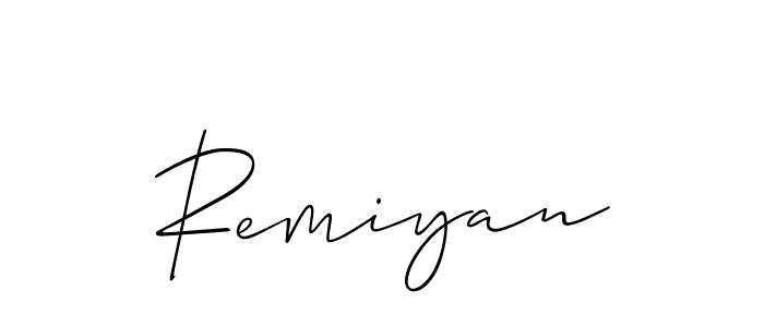 The best way (Allison_Script) to make a short signature is to pick only two or three words in your name. The name Remiyan include a total of six letters. For converting this name. Remiyan signature style 2 images and pictures png