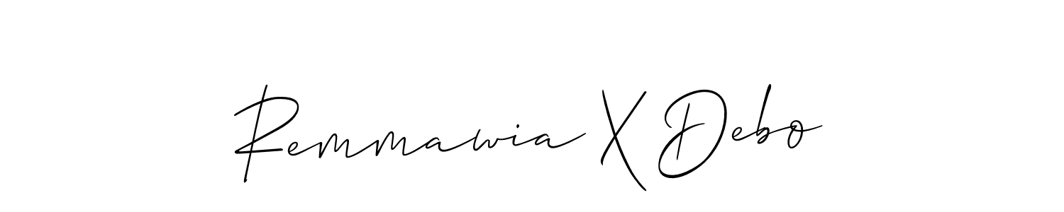 How to make Remmawia X Debo name signature. Use Allison_Script style for creating short signs online. This is the latest handwritten sign. Remmawia X Debo signature style 2 images and pictures png