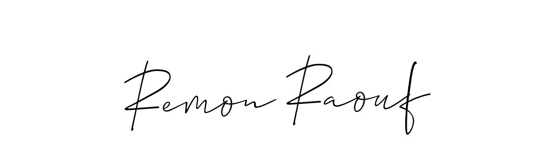Use a signature maker to create a handwritten signature online. With this signature software, you can design (Allison_Script) your own signature for name Remon Raouf. Remon Raouf signature style 2 images and pictures png