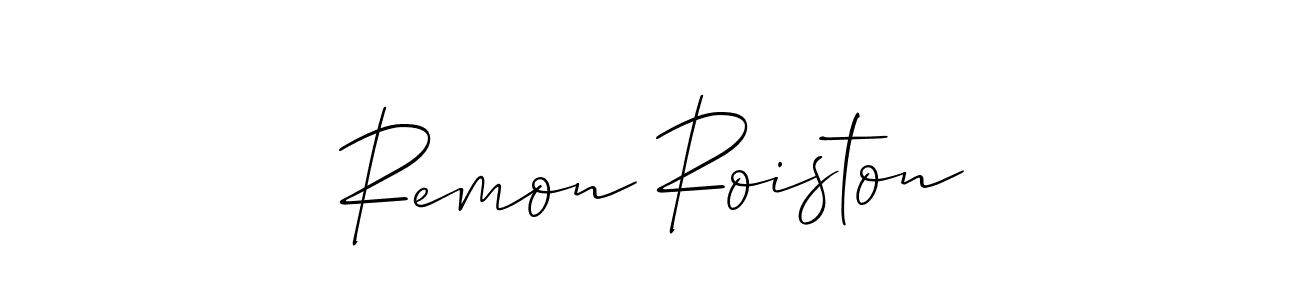 Also You can easily find your signature by using the search form. We will create Remon Roiston name handwritten signature images for you free of cost using Allison_Script sign style. Remon Roiston signature style 2 images and pictures png