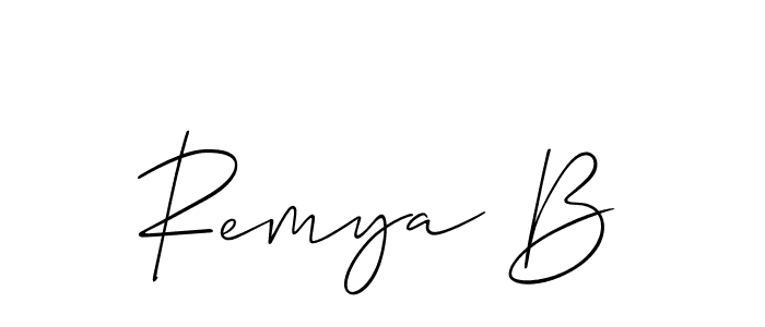 How to make Remya B name signature. Use Allison_Script style for creating short signs online. This is the latest handwritten sign. Remya B signature style 2 images and pictures png