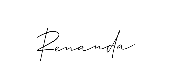 Use a signature maker to create a handwritten signature online. With this signature software, you can design (Allison_Script) your own signature for name Renanda. Renanda signature style 2 images and pictures png