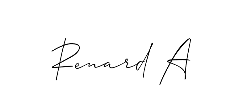 Design your own signature with our free online signature maker. With this signature software, you can create a handwritten (Allison_Script) signature for name Renard A. Renard A signature style 2 images and pictures png